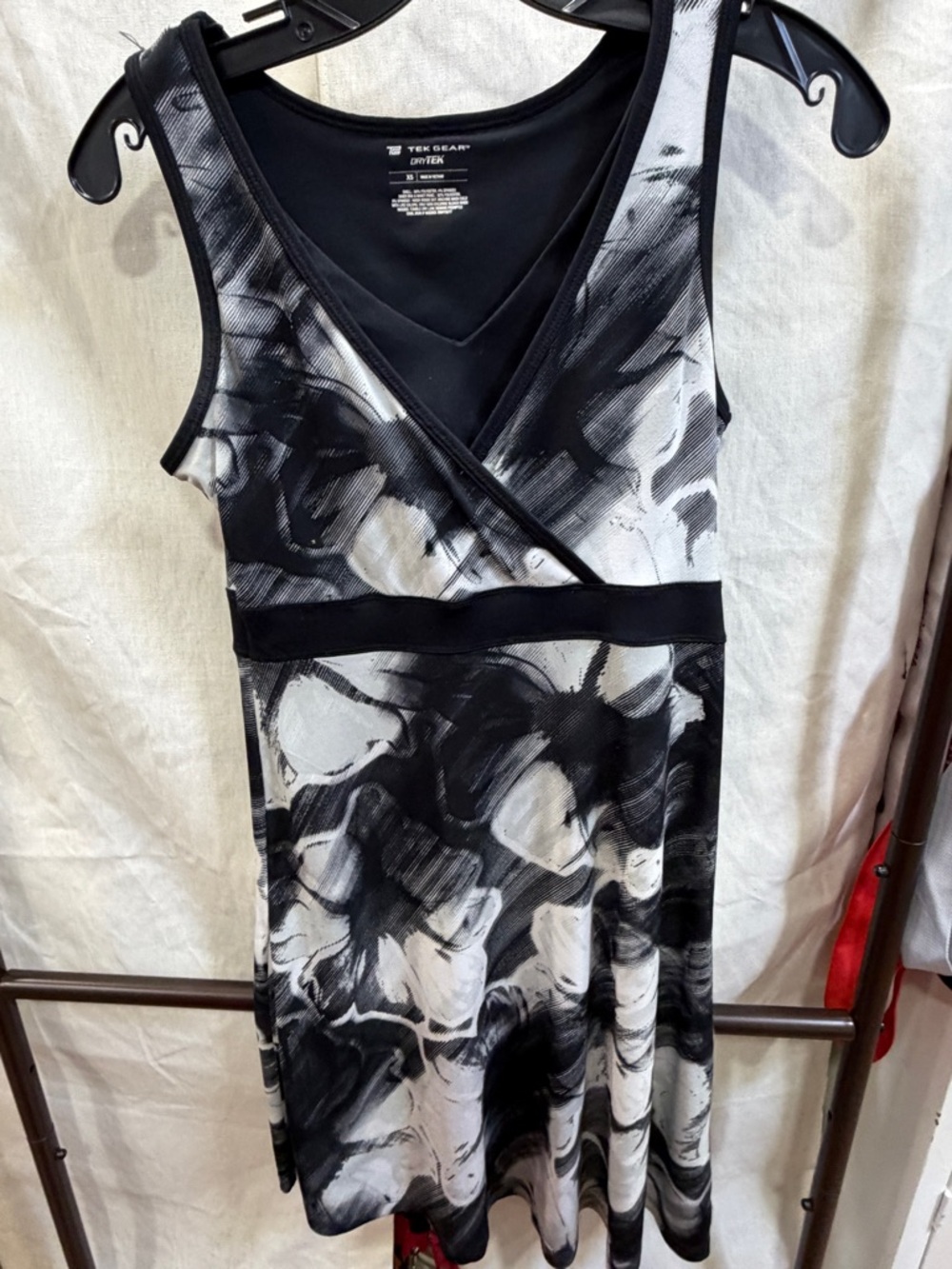 tek gear Black & White Sleeveless Wrap-Style Midi Dress
